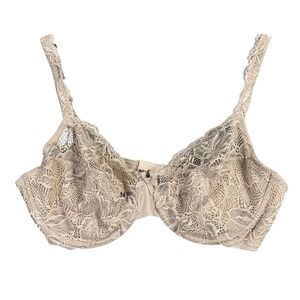 Bali 6543 Lace Desire Unlined Full Figure Underwire Bra Womens 36D Beige